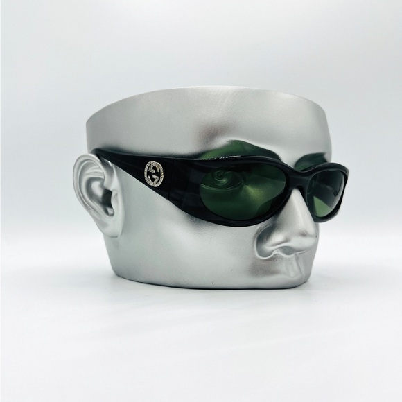Gucci Sunglasses Oval GG Logo Crystal Black GG 2527 - Picture 8 of 10
